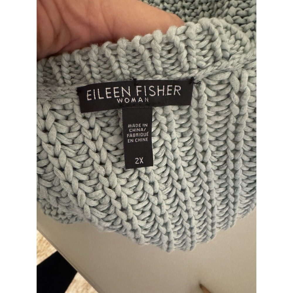 Eileen Fisher Green Chunky Knit Organic Dolman Oversized  Sweater Size 2X - Picture 8 of 9
